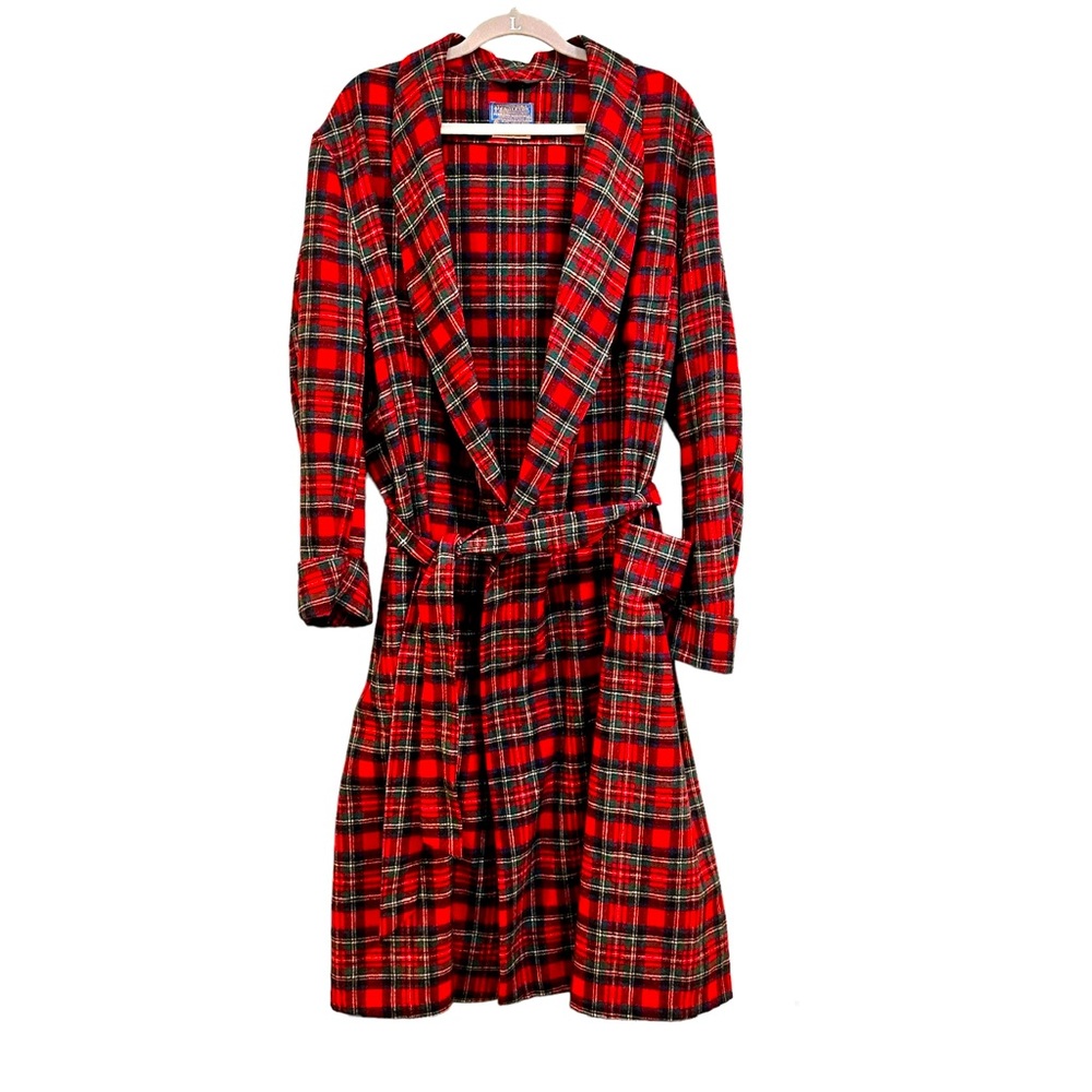 Vintage Pendleton Red Plaid wool Robe